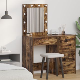 Tualettlaud LED-valgustusega Suitsutatud Tamm 50x41x135 cm