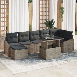 8-osaline aia diivanikomplekt patjadega Hall Poly Rattan