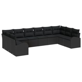 10-osaline aia diivani komplekt padjadega must polü rattan,2-kohaline aia diivan hoiustamise ja padjadega must polü rattan