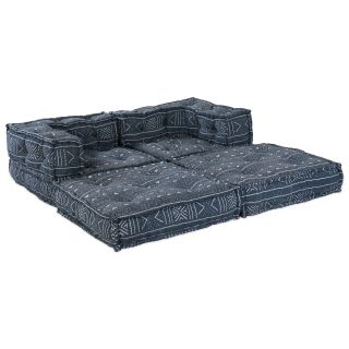 2-kohaline modulaarne pouffe diivan indigo kangaga