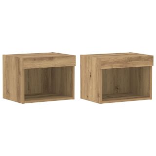Seinalehtedega kapid LED-valgustitega 2 tk Artisan tamme 40x30x30 cm