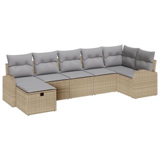 7-osaline Aia Sohva Komplekt Patjadega Beež Polü Rattan