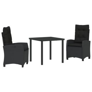 3-osaline aia söögilaudade komplekt padi must polü rattan