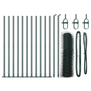 Hexagon Fence Roheline 0.4x25 m Teras,Aedade postid koos alusplaatidega 13 tk Ø32mm 50cm Galvaniseeritud Teras