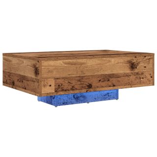 Kohvilaud LED Valgusega Vana Puit 85x55x31 cm