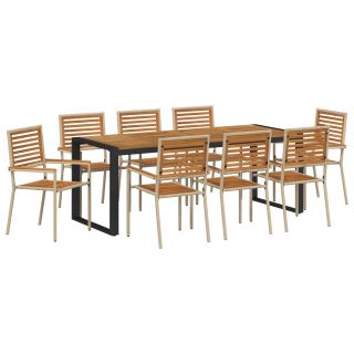 9-osaline Aia Söögikomplekt Beež Polürotang Acacia