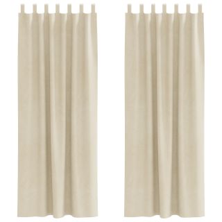 Mustad pimeduskardinad riputusloopidega 2 tk Kreemjas samet