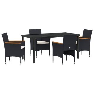 5-osaline aias söögikomplekt must polü rattan