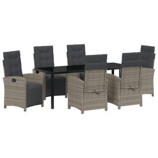7-osaline aia söögikomplekt padjadega Hall polü rattan,aialaud Must 200x80x73 cm Karastatud klaas