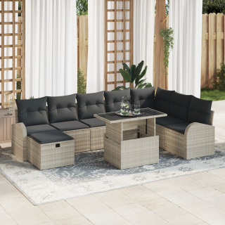 9-osaline Aed Sofa Komplekt padjadega helehall Polürotang
