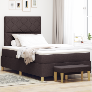 Box Spring voodi koos madratsi ja pingiga, Tumepruun 120x190 cm, Kangas