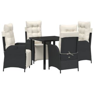 5-osaline Aia Söögilaudade Komplekt Must Poly Rattan