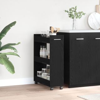 Rolling Cabinet Must Tamme 60x22x79 cm Töödeldud Puit
