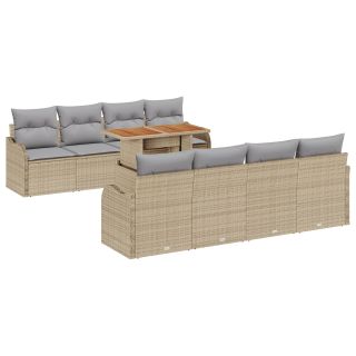 9-osaline aia diivanikomplekt padjadega beež polü rattan,2-kohaline aia diivan padjadega beež polü rattan