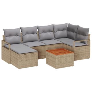 7-osaline Aiadiivanite Komplekt padjadega Beež Polü Rattan Akeetsia,2-istmeline Aiadiivan padjadega Beež Polü Rattan