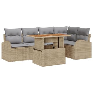 6-osaline aia diivanikomplekt padjadega Beež Polü rattan,2-kohaline aia diivan hoiustamise ja padjadega Beež Polü rattan