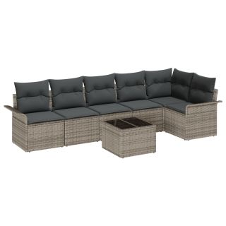 6-osaline aia diivanikomplekt patjadega must polü rattan,2-iste aia diivan patjadega hall polü rattan
