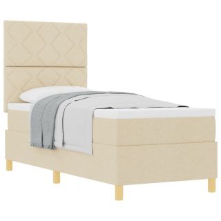 Box Spring voodi koos madratsiga, kreem 80x200 cm kangas
