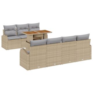 8-osaline aia diivan komplekt padjadega Beež Polü Rattan,2-kohaline aia diivan koos hoiuruumiga ja padjadega Beež Polü Rattan