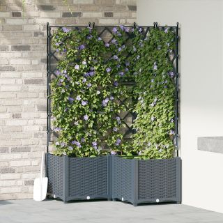 Aiataimealus trellisega 3 tk Helehall 80x80x143 cm