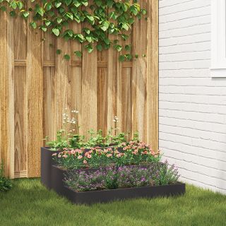 Aiataimede kast 3-tasandiline 90x90x35 cm Must Teras