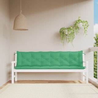 Подушки для сидения садовой скамейки 2 шт., зеленые, 200x50x7 см, ткань оксфорд