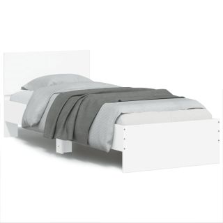 voodiraam peatsi ja LED-tuledega,valge , 75x190 cm