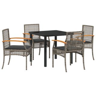5-osaline Aia Söögikomplekt Padjadega Hall Polü Rattan