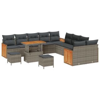 13-osaline aia diivanite komplekt padjatega Hall Polürotang Acacia,2-seater aia diivan padjatega Hall Polürotang,3-osaline aia einestamisse komplekt padjatega Hall Polürotang Acacia