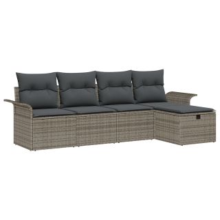 5-osaline aia sofa komplekt padjadega hall polü rattan,2-ne aia sofa koos hoiuruumi ja padjadega hall polü rattan