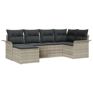 6-osaline Aed Sofakomplekt padjadega Helehall Polü Rotang,2-kohaline Aed Sofa koos ladustamise ja padjadega Helehall Polü Rotang