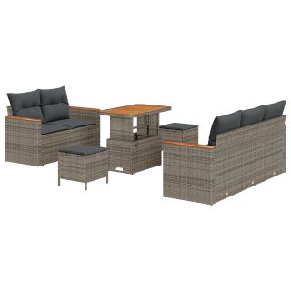 8-tükiline aedsofa komplekt padjadega Hall Polürotang Acacia,3-tükiline aedtoitlustuskomplekt padjadega Hall Polürotang Acacia