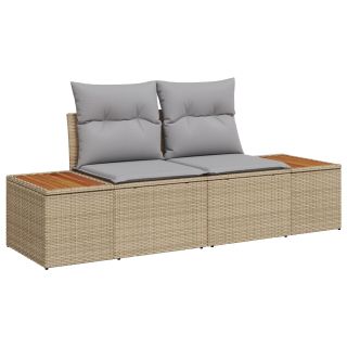 8-osaline aiadöögilaud komplekt padjadega beež poly-rattan acacia