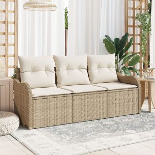 3-osaline Aia Sohva Komplekt Padjadega Beež Polü Rattan