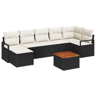 8-osaline aiadiivanikomplekt padjadega Must Polü Rattan,2-kohaline aiadiivan padjadega Must Polü Rattan