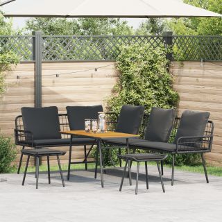 4-osaline aiavoodi komplekt padjadega must polü rattan