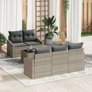 6-osaline aiadiivanikomplekt padjadega helehall rattan