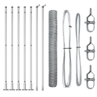 kuue nurga aed 0.8x10 m kuumasink terasest,aiapostid aluspinkidega 7 tk Ø32mm 90cm kuumasink terasest