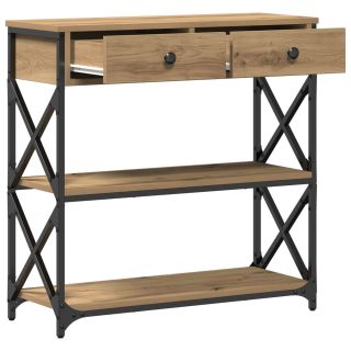 Konsolilaud Artisan Oak 75x28x75 cm Ehitatud Puit ja Teras