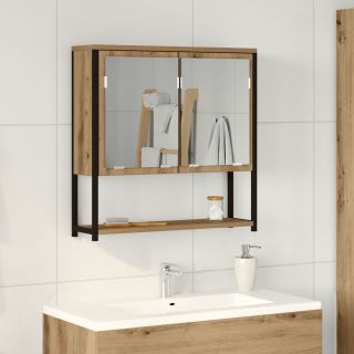 Vannitoa peegelkapp Käsitööna valmistatud tamm 60x16x60 cm Tehispuit