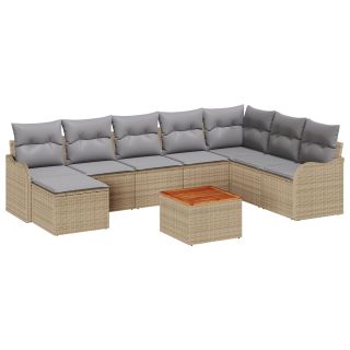 9-osaline aia diivanikomplekt padjadega beež polü rattan,2-kohaline aia diivan padjadega beež polü rattan