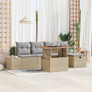 6-osaline aia diivanikomplekt padjaga Beež Polü Rattan