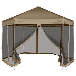 kuusnurkne pop-up telk külgseintega, 3,6x3,1 m, pruunikashall