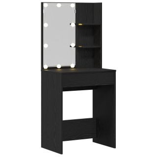 LED Meikimise Laua Mustast Tamme, 60x40x140 cm, Valmistatud Tehispuidust