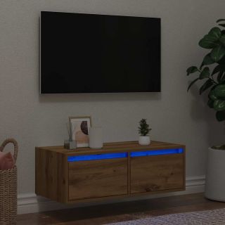 Подставка под телевизор со светодиодной подсветкой, ручная работа, дуб, 75x35,5x25 см