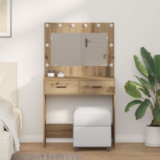 Tualettlaud LED-lampidega Käsitehtud tamm 78,5x41x135 cm