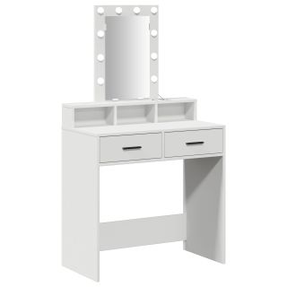 Tualettlaud LED-valgustitega, valge, 79x41x140 cm