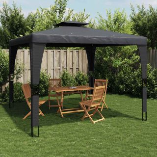 павильон с двойной крышей, антрацит, 3,98x2,98 м, сталь
