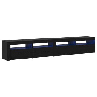 TV Kapid 2 tk LED Valguste ja Musta Tammepuiduga,TV Kapp LED Must Tamm 120x35x40 cm Tehispuit