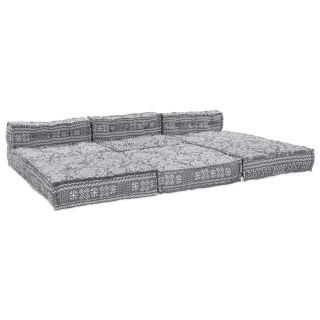 4-kohaline modulaarne pouf diivan, mis saab konverteeritav helesinisest kangast